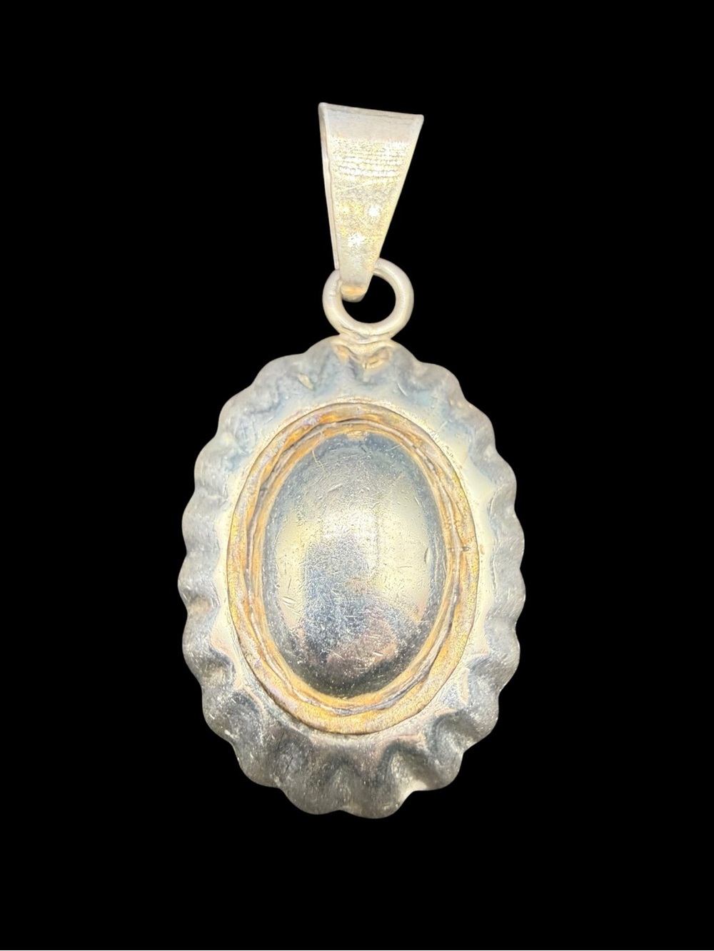 Vintage Mexican Sterling Silver and Gold Dome Pendant